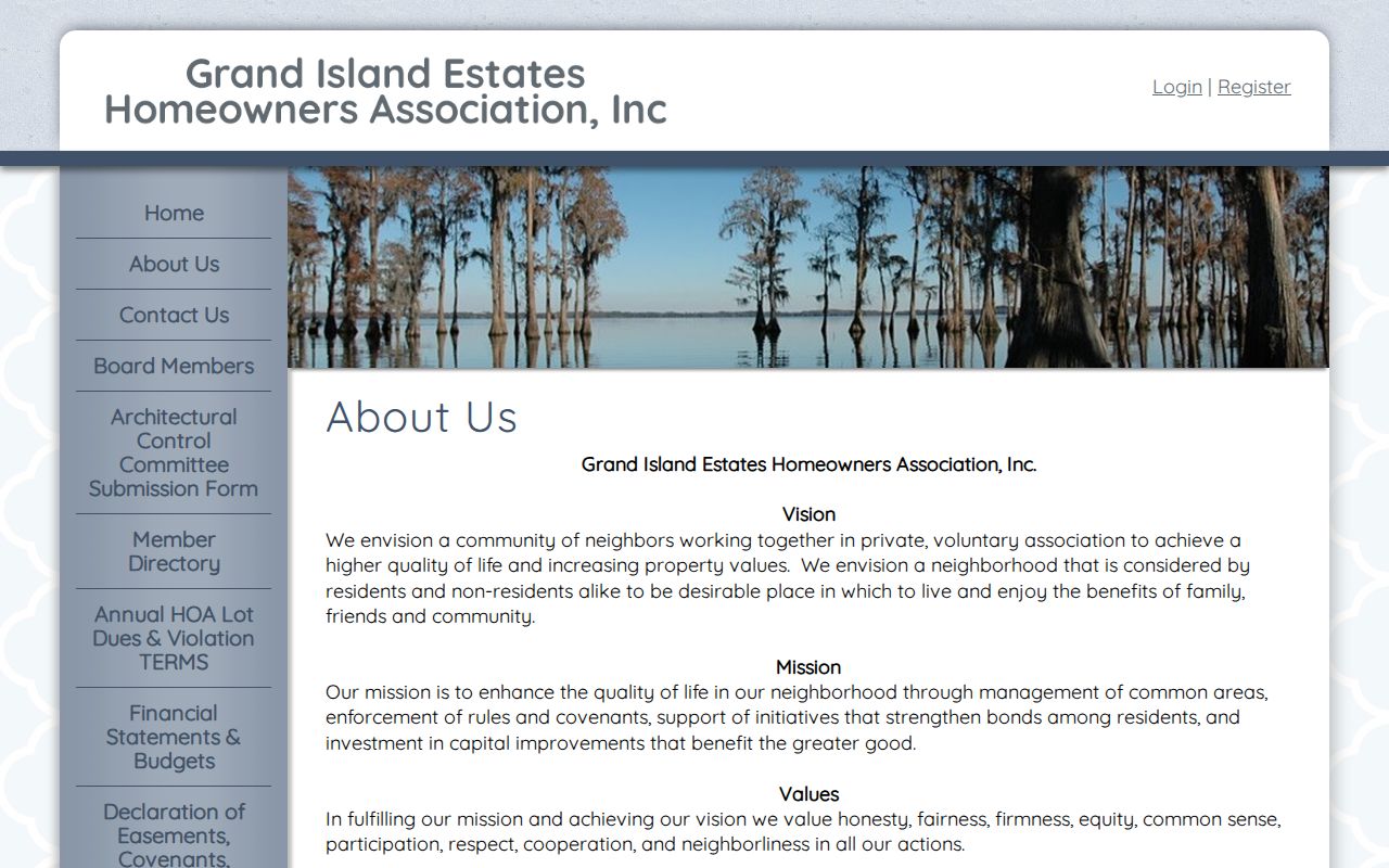 Grand Island neighbors Estates HOA public information page