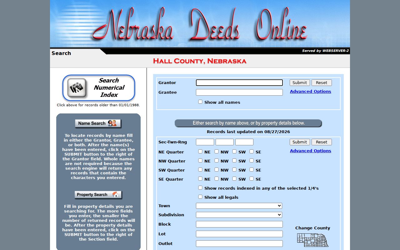 Grand Island residents directory Hall County deed instrument search