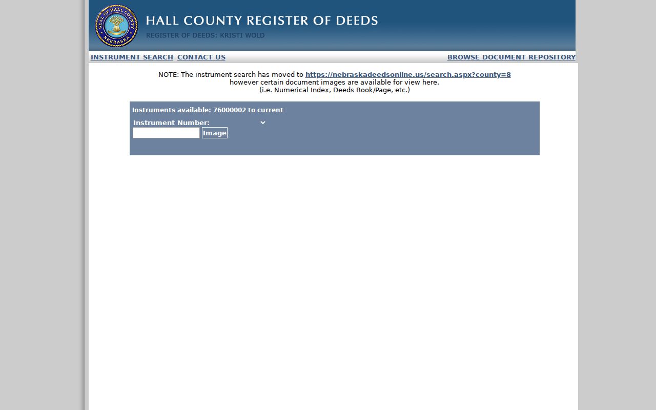 Grand Island previous residents research source showing the Hall County deeds repository