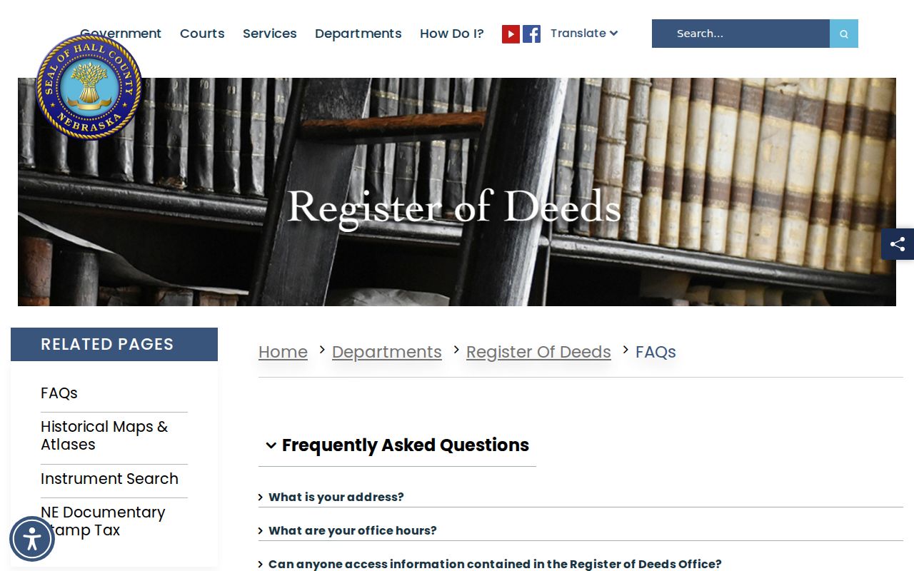 Grand Island previous residents source showing the Hall County Register of Deeds FAQ