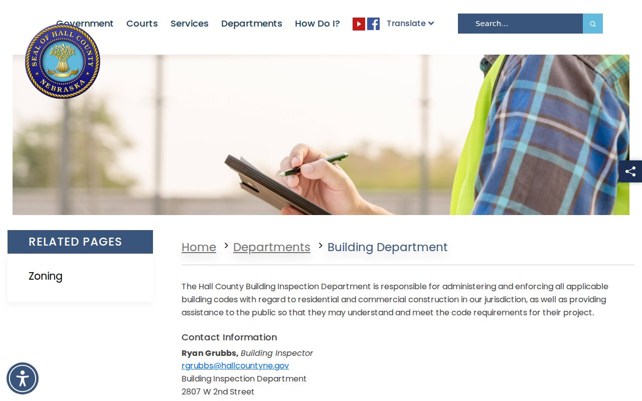 Grand Island street directory Hall County Building Inspection page