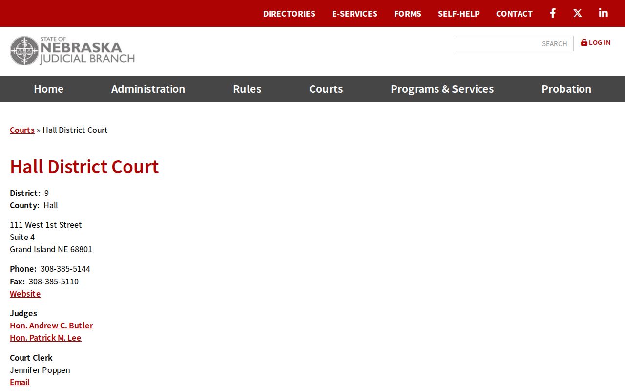 Grand Island resident lookup Hall County District Court information page