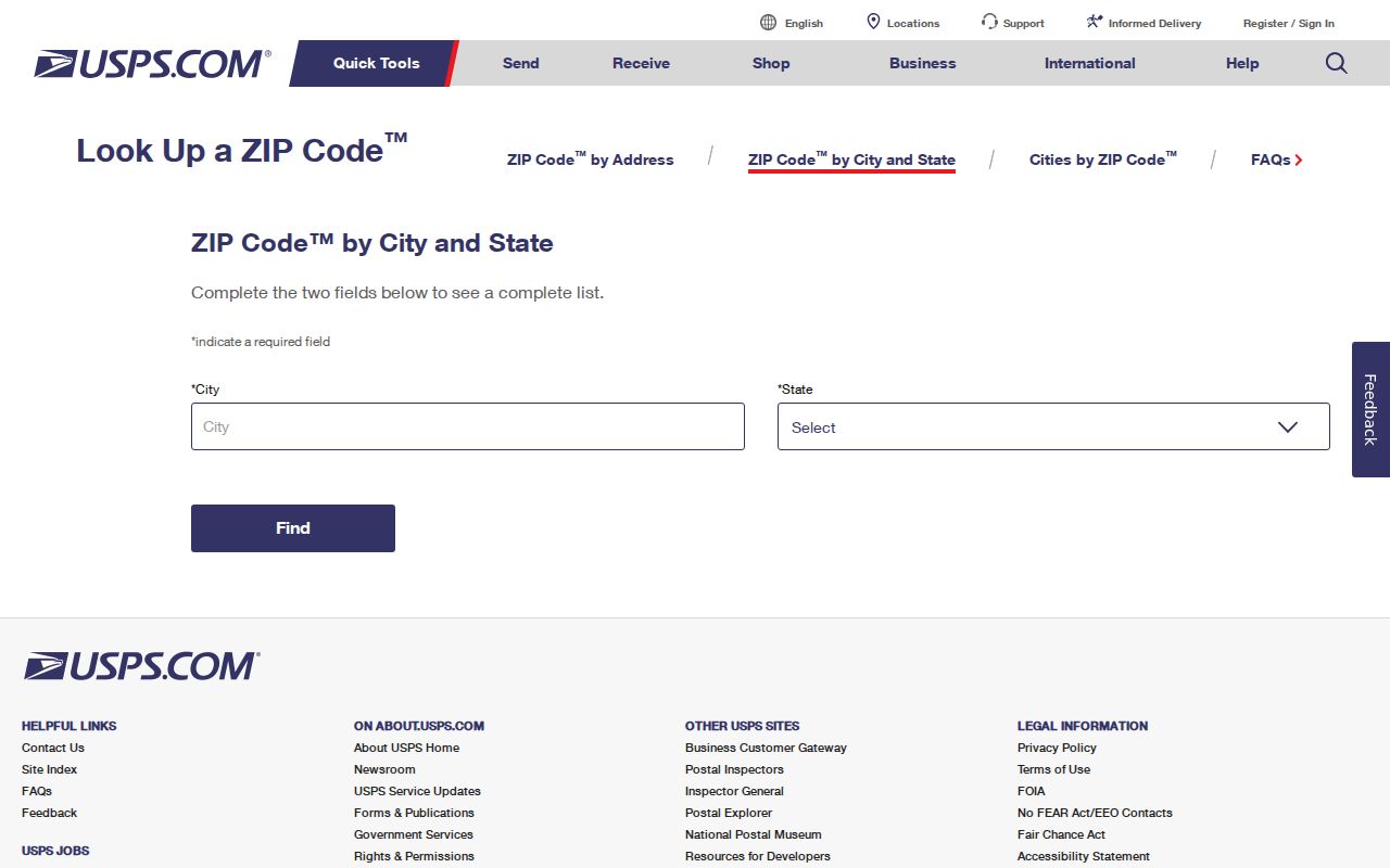 Grand Island ZIP code directory USPS city and state search page